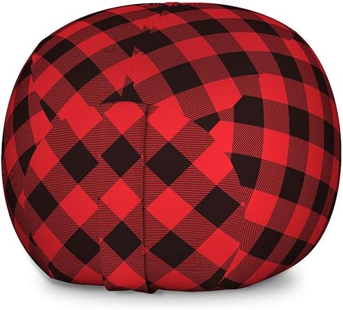 Lunarable Buffalo - Silla de almacenamiento para juguetes a cuadros, ilustración de estilo cuadrícula con patrón de líneas horizontales de diamante,
