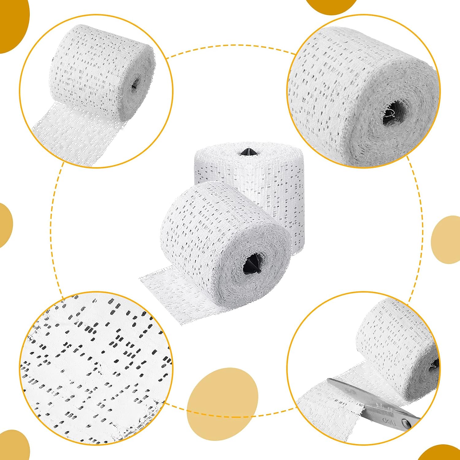 2 Rolls Plaster Cloth Plaster Wrap Rolls Plaster Gauze Easy to Use Halloween DIY Crafts for Wrap Strips, Belly Cast, Making Scenery Construction, Hobby Crafts (2 Inch x 8.8 Feet) - Image 5