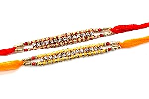 SLNDOKTG Rakhis for Brother (Set of Two): 14 Stone Rakhi Threads for Raksha Bandhan