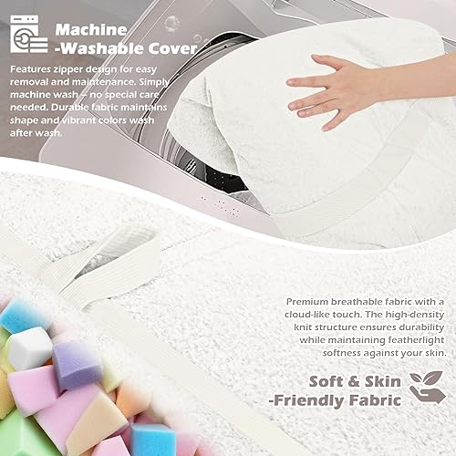 Miniatura 163 de HABUTWAY Puf gigante de 2 pies para adultos, con relleno de espuma viscoelástica, puf grande con funda de terciopelo holandés extraíble para sala de