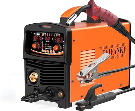 FEIFANKE 250A Aluminum Pulsed MIG Welder 110V/220V, 6 in 1 Gasless Flux Core MIG/Gas MIGMAG /Single Pulse MIG/Lift TIG/Stick/2T 4T Spot Multiprocess Welder