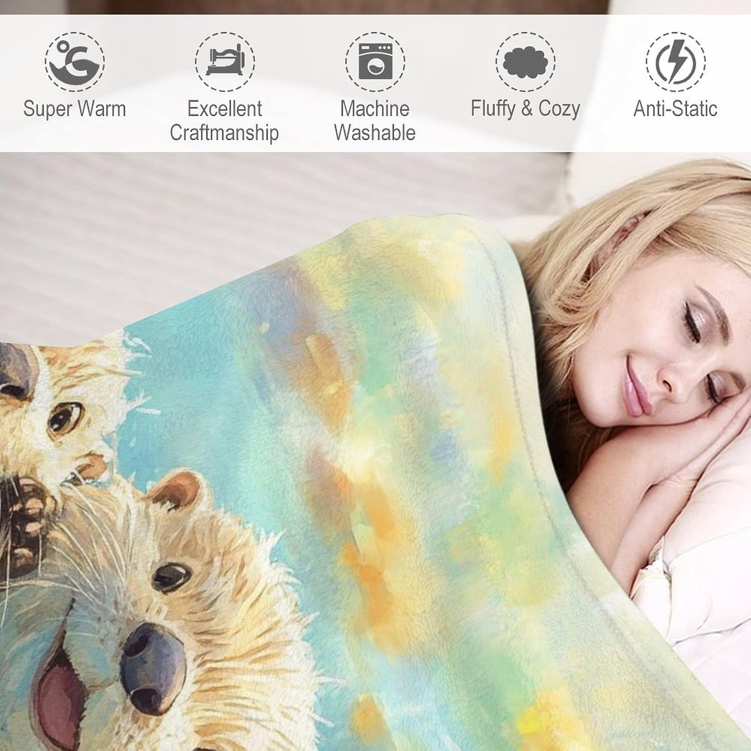Sea Otter Blanket Cute Sea Otter Animal Gifts for Girls Boys Woman Kids Lover Throw Blankets Soft Blanket Warm Fleece Flannel Plush Blankets for Bed Sofa Couch 40"x50"