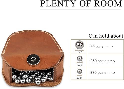 Miniatura 7 de Firedog Bolsa de municiones, bolsa de municiones para almacenamiento de cinturón de munición de cuero de caza .22Lr .38 de 0.354 in