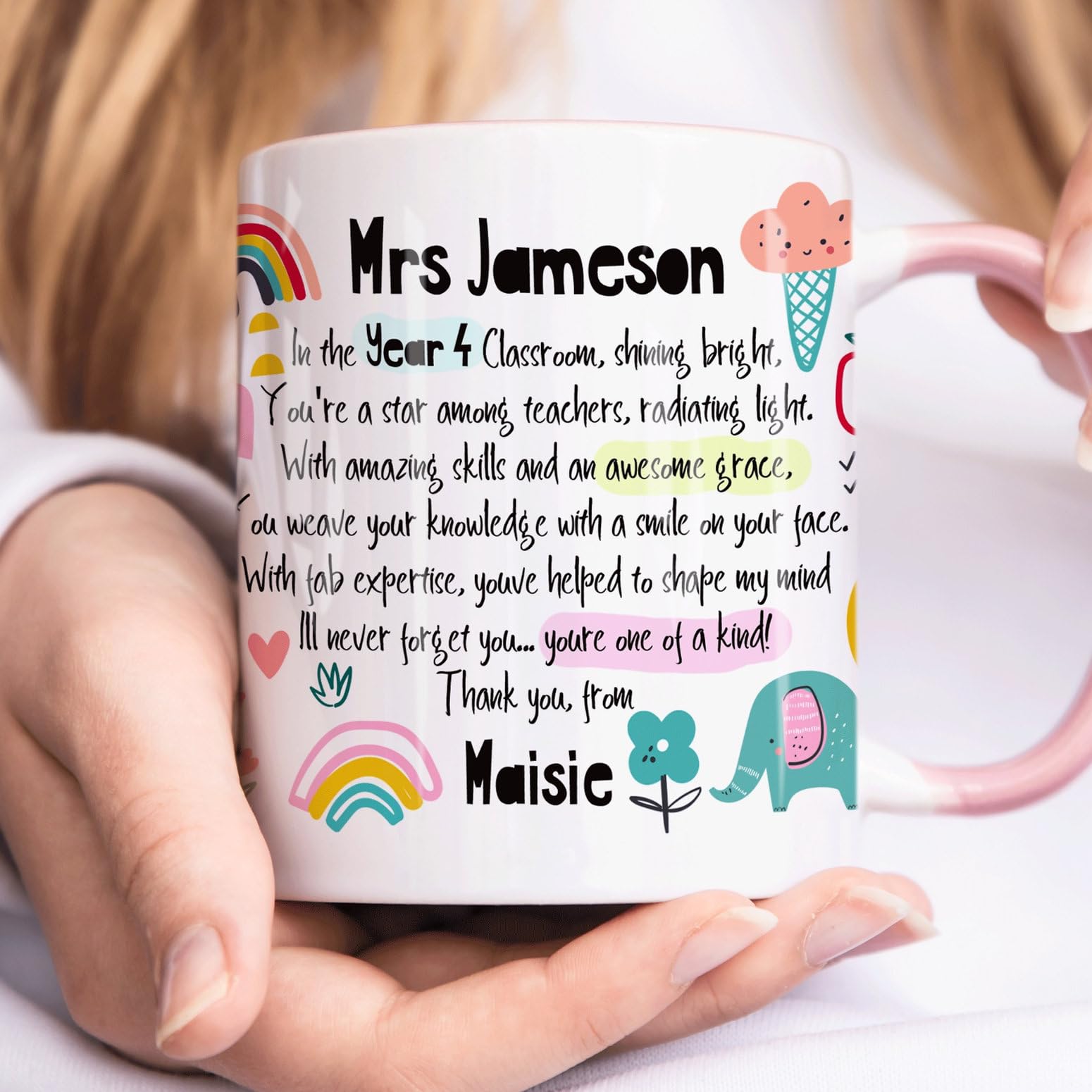 The Whistling Wren Personalised Poem Teacher Appreciation Thank You Mug Gift, End of Term Gift, Personalised Mug & Coaster Set for Teacher, TA or Mentor
