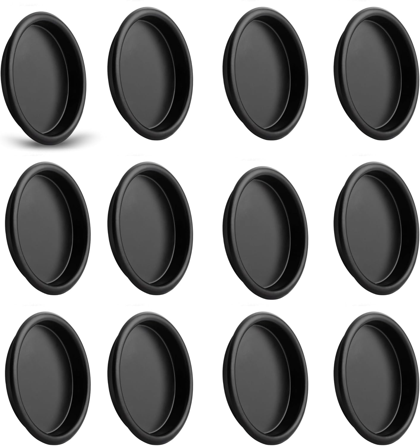 HOMOTEK 12 Pack Closet Door Finger Pulls, 2-1/16” Round Sliding Handles, Bypass Pulls Recessed Door Pulls, Cabinet Pulls, Pocket, Easy Snap No Drill, Matte Black