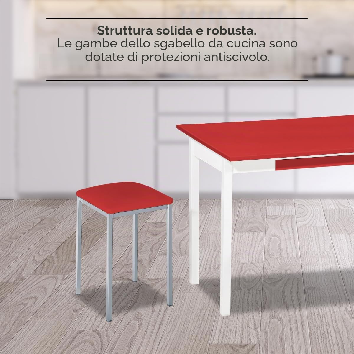 ASTIMESA Due sgabelli da cucina quadrati, in finta pelle rossa, altezza della seduta: 45 cm