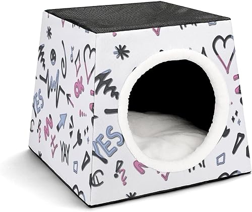 Cama plegable con diseño de casa para gatos, condominio para gatos, con cojín extraíble y lavable, decoración de iconos de personajes