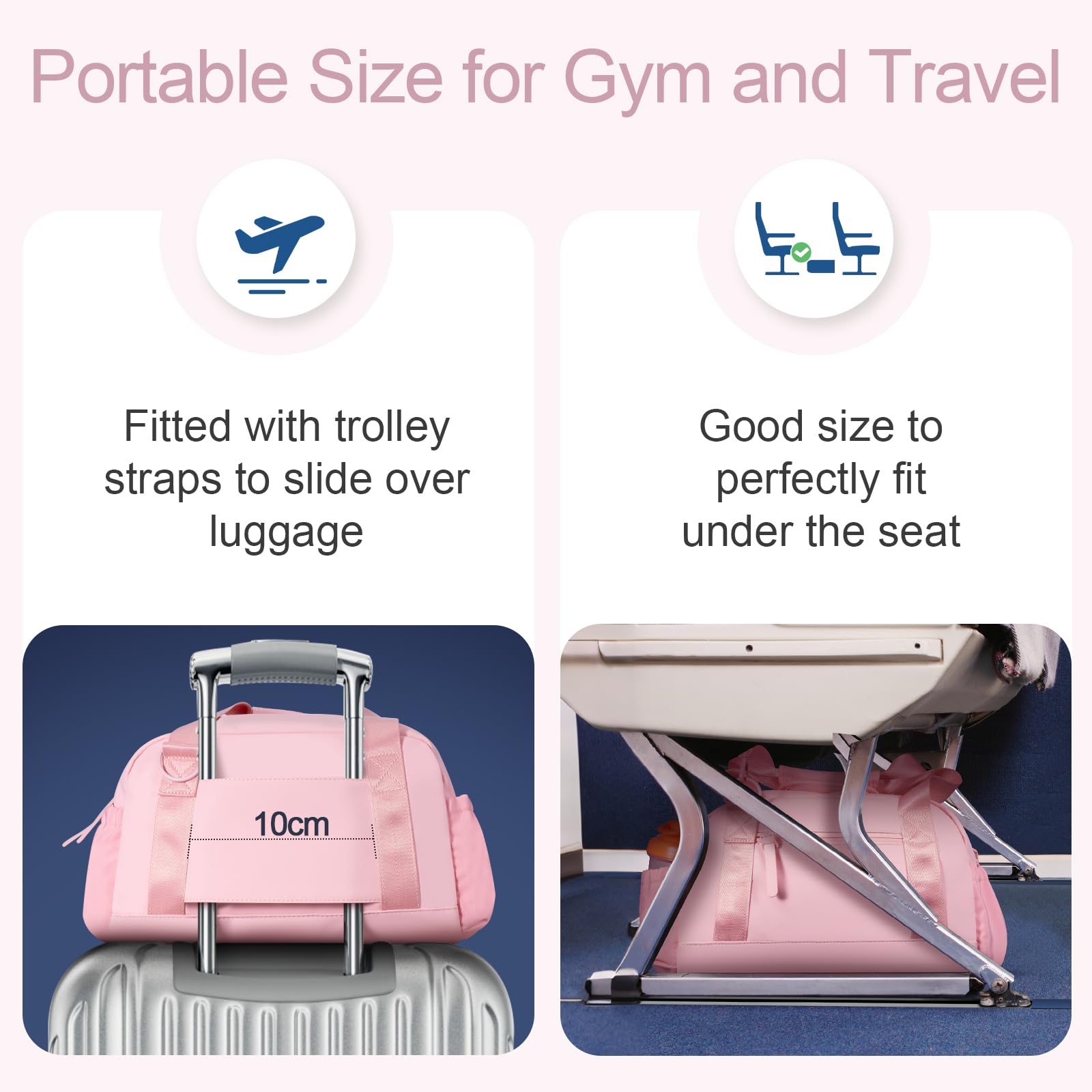 Mini bolsa de gimnasio para mujeres y niñas, pequeña bolsa de gimnasio con compartimento húmedo, impermeable, bonita bolsa de deporte para entrenamiento, Rosa, 14 pulgadas, pequeño