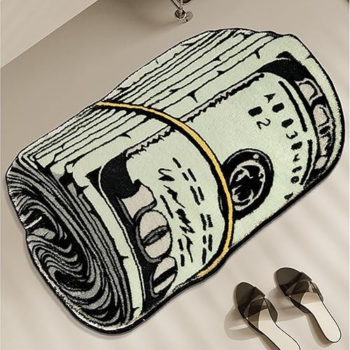 Miniatura 5 de Alfombra creativa de billetes de 100 dólares, acogedora y suave, para dormitorio, sala de estar, sala de estar, puerta de baño, alfombra absorbente