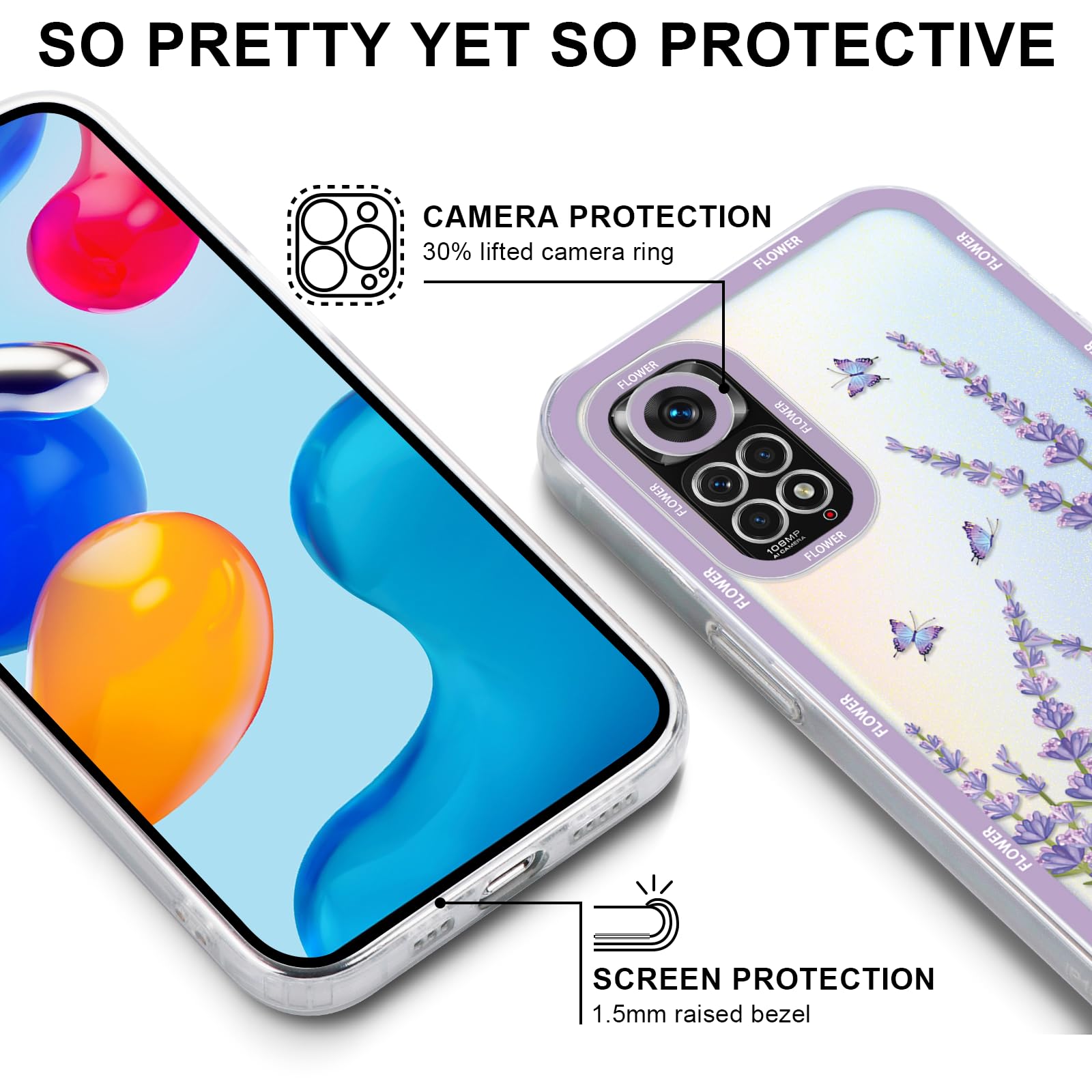 Yoedge 2 Cover Per Xiaomi Redmi Note 11/11S 4G, Custodia Trasparente Con Fiori, Morbida E Antiurto