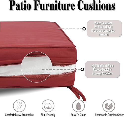 Miniatura 3 de Cojines para sillas de exterior, 24 x 24 pulgadas, impermeables, resistentes a la decoloración, cojines para muebles de patio, sofá de jardín, funda