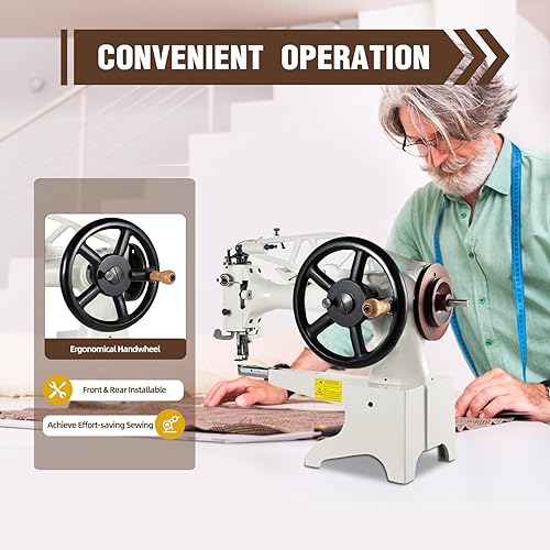 Miniatura 4 de Máquina de coser industrial del cuero del remiendo de la manivela, máquina de reparación del zapato del zapatero Máquina de coser del cuero del