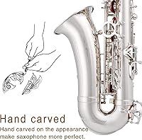 Vista 3 de EASTROCK Saxofón Alto Níquel Mi Bemol Sax Kit Completo para estudiantes principiantes con estuche de transporte, boquilla, almohadillas de cojín