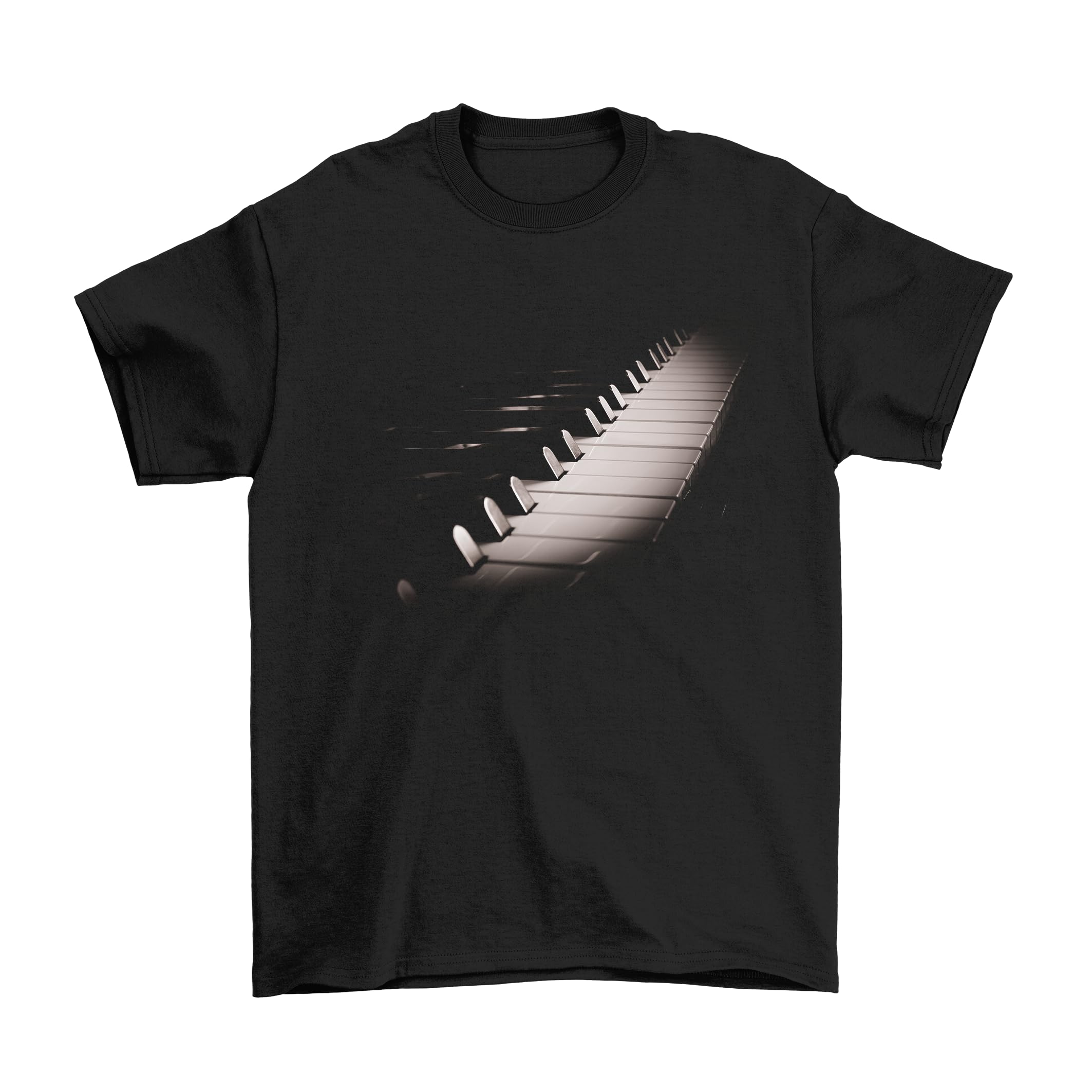 Jonny Cotton Men's Black Keyboard Piano, Or Wo Musical Instrut T-Shirt, Made From