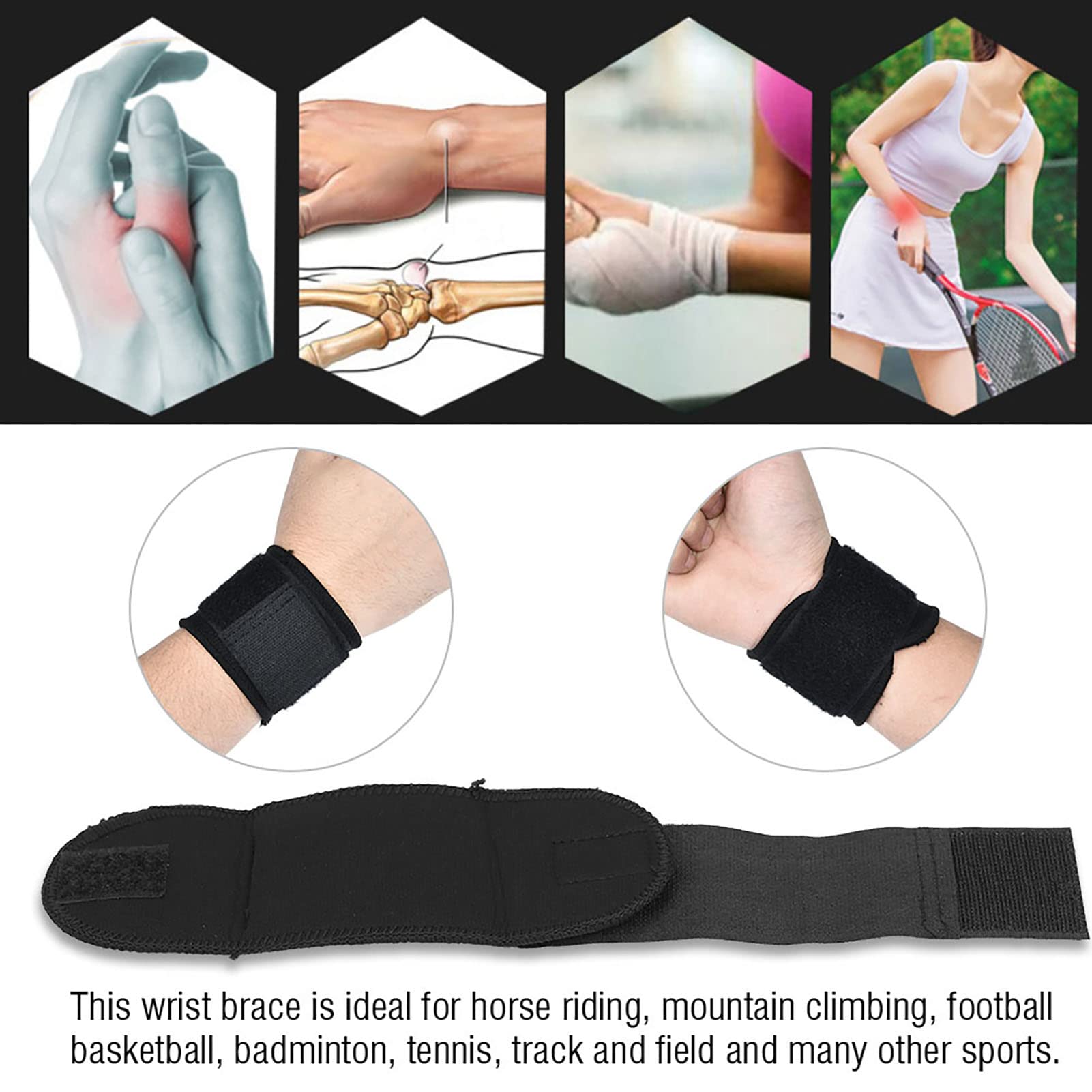 Beufee Wrist Wraps, Weight Lifting Elastic Adjustable Pressurized Wristband Wrist Straps Wrist Support Straps for Basketball Badminton Sports