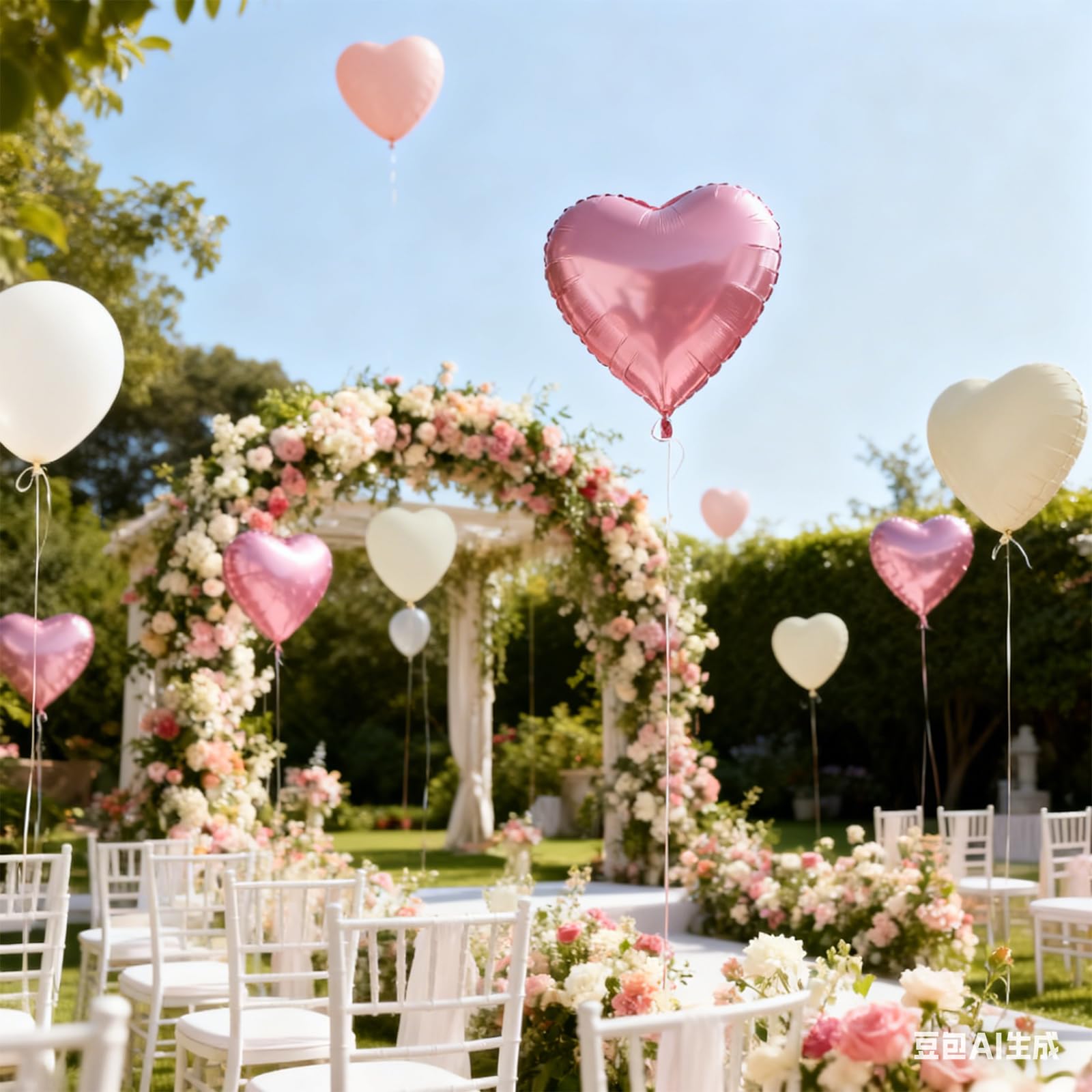 QIFU Pink and White Heart Balloons 12 Pack, Baby Pink Cream Love Heart Balloons Valentines Balloon - Image 4