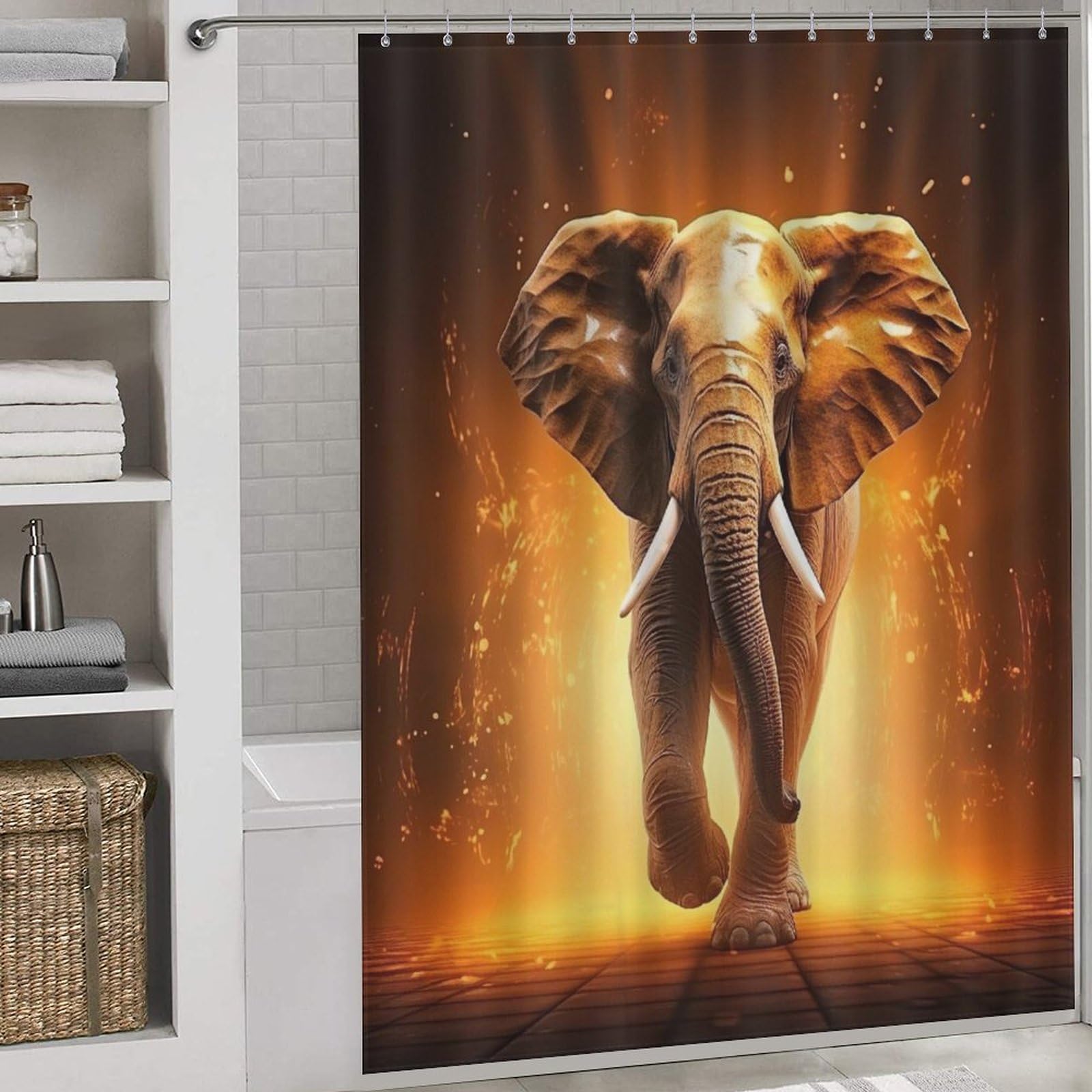 Rideau de douche imperméable et lavable ElephFourmi en tissu anti-moisissure pour hôtel