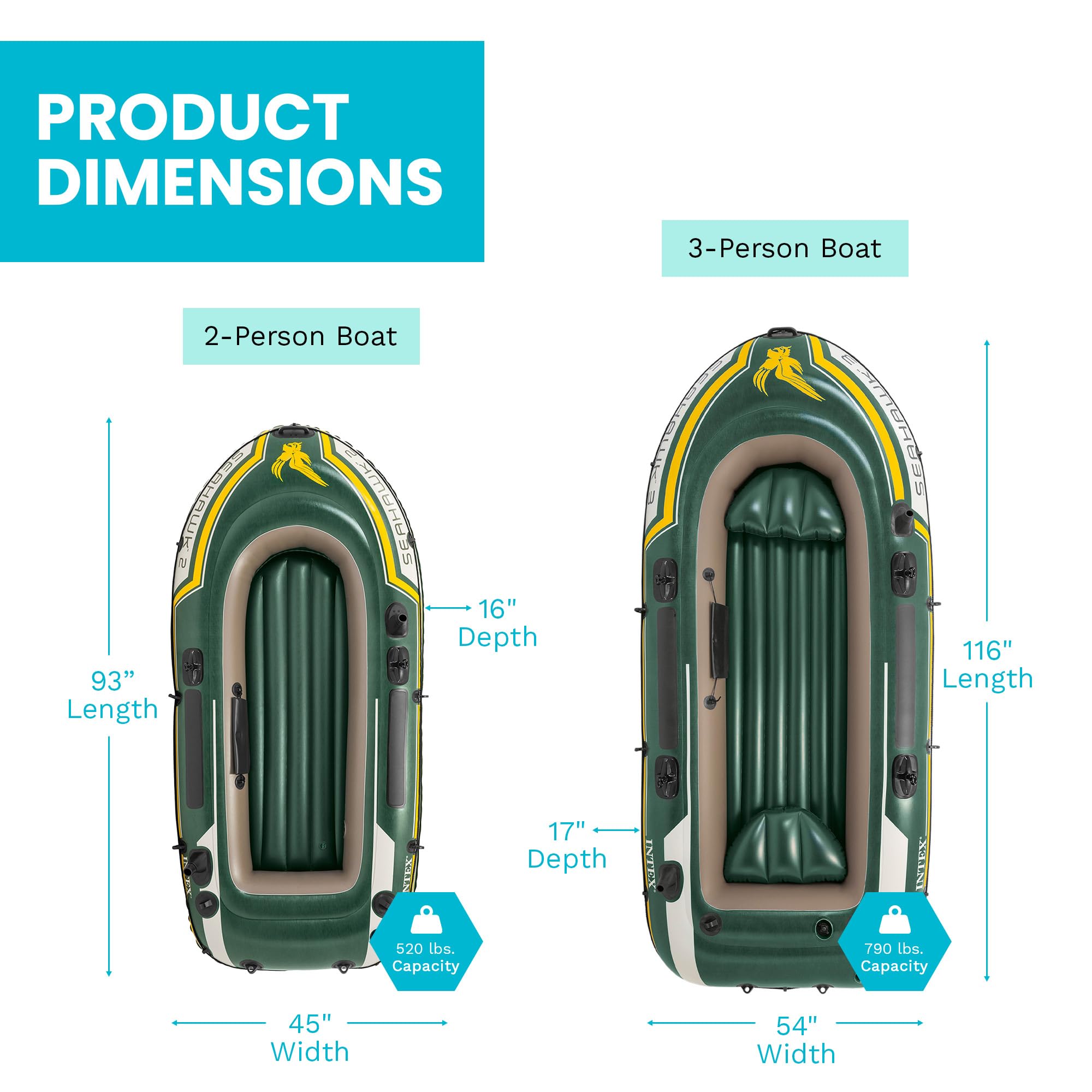 INTEX Bateau gonflable Seahawk 2 Vert et Jaune 236cm x 114cm x 41cm