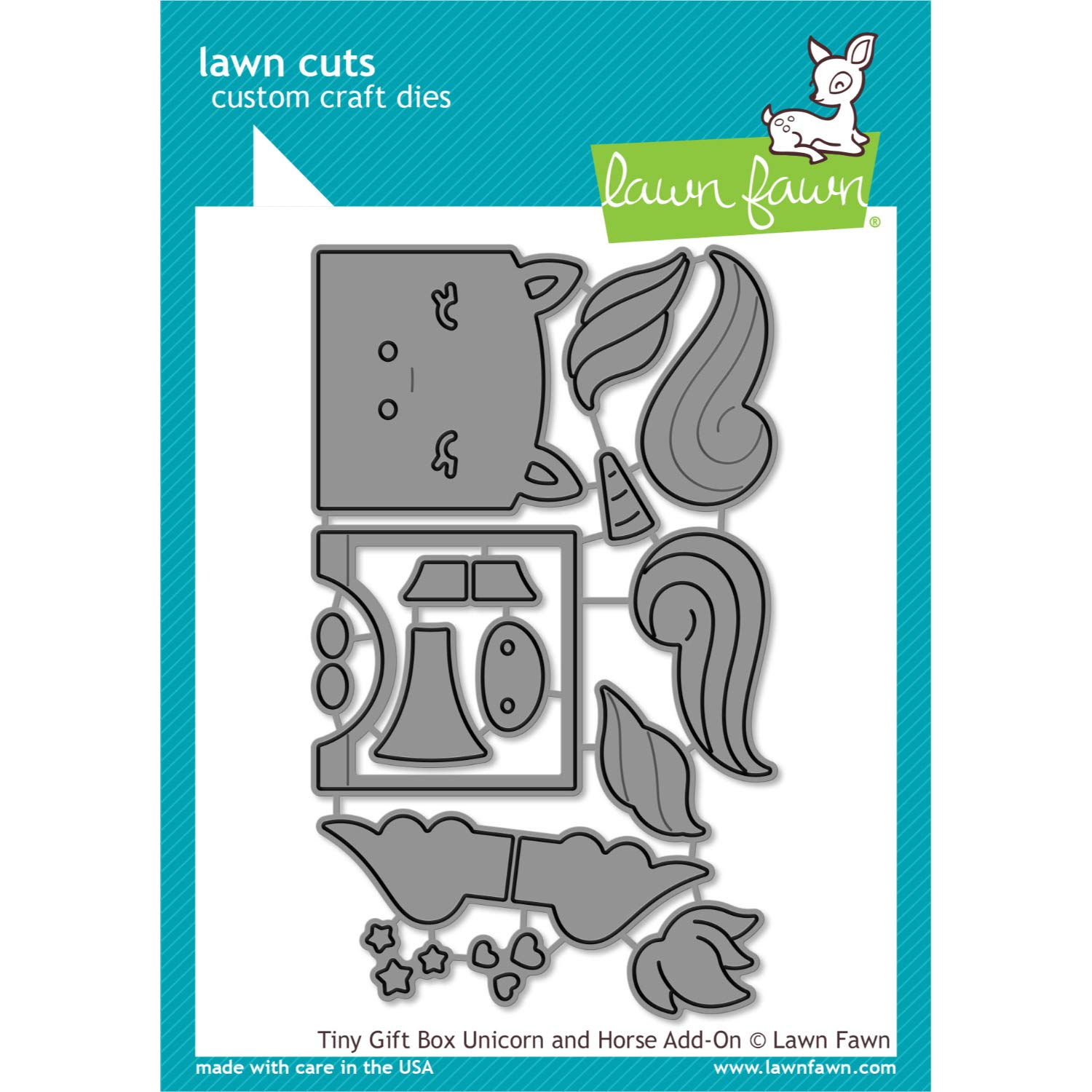 Lawn Fawn Tiny Gift Box Unicorn And Horse Add-On Die (Lf2173)