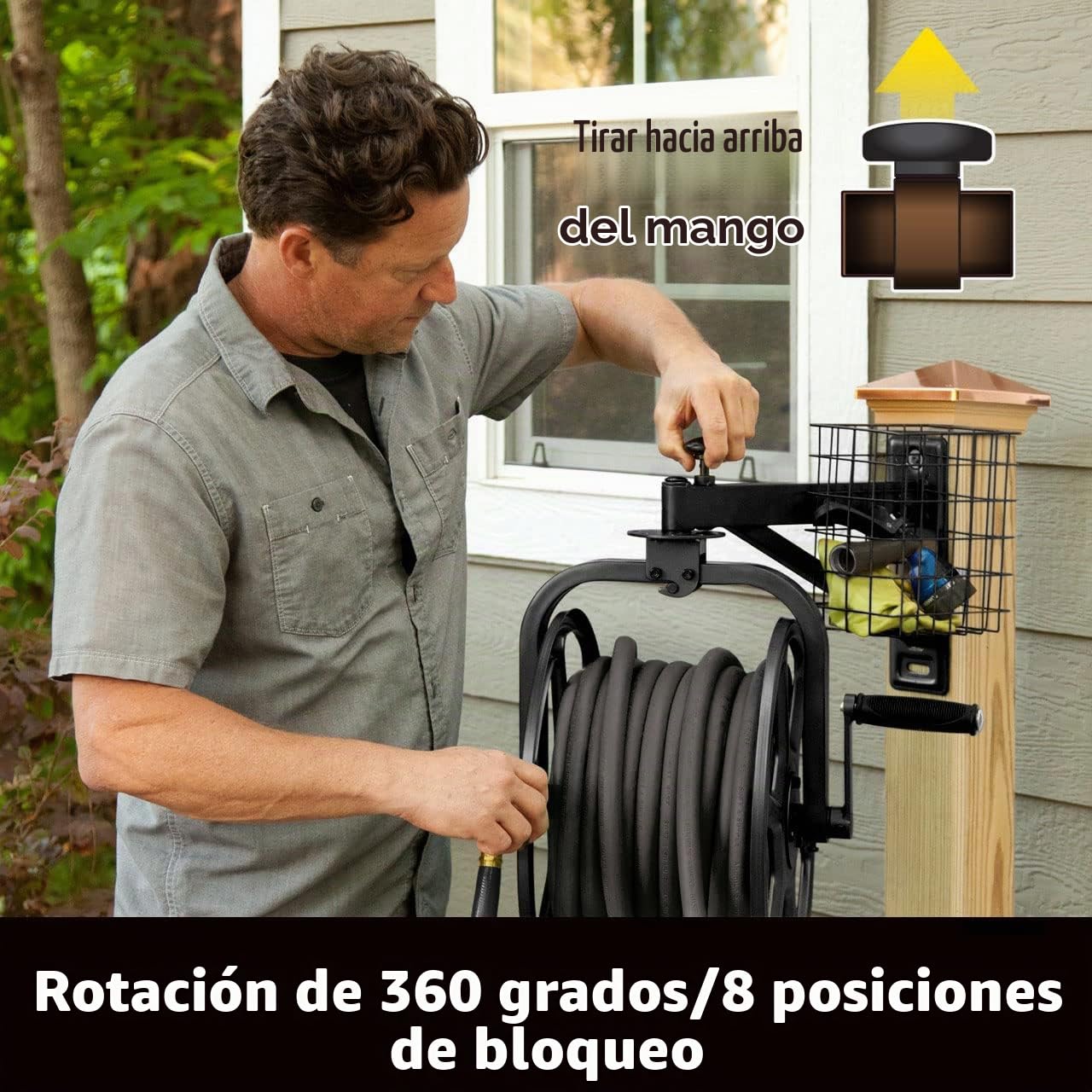Liberty Garden Products Carrete de manguera 712-B, negro