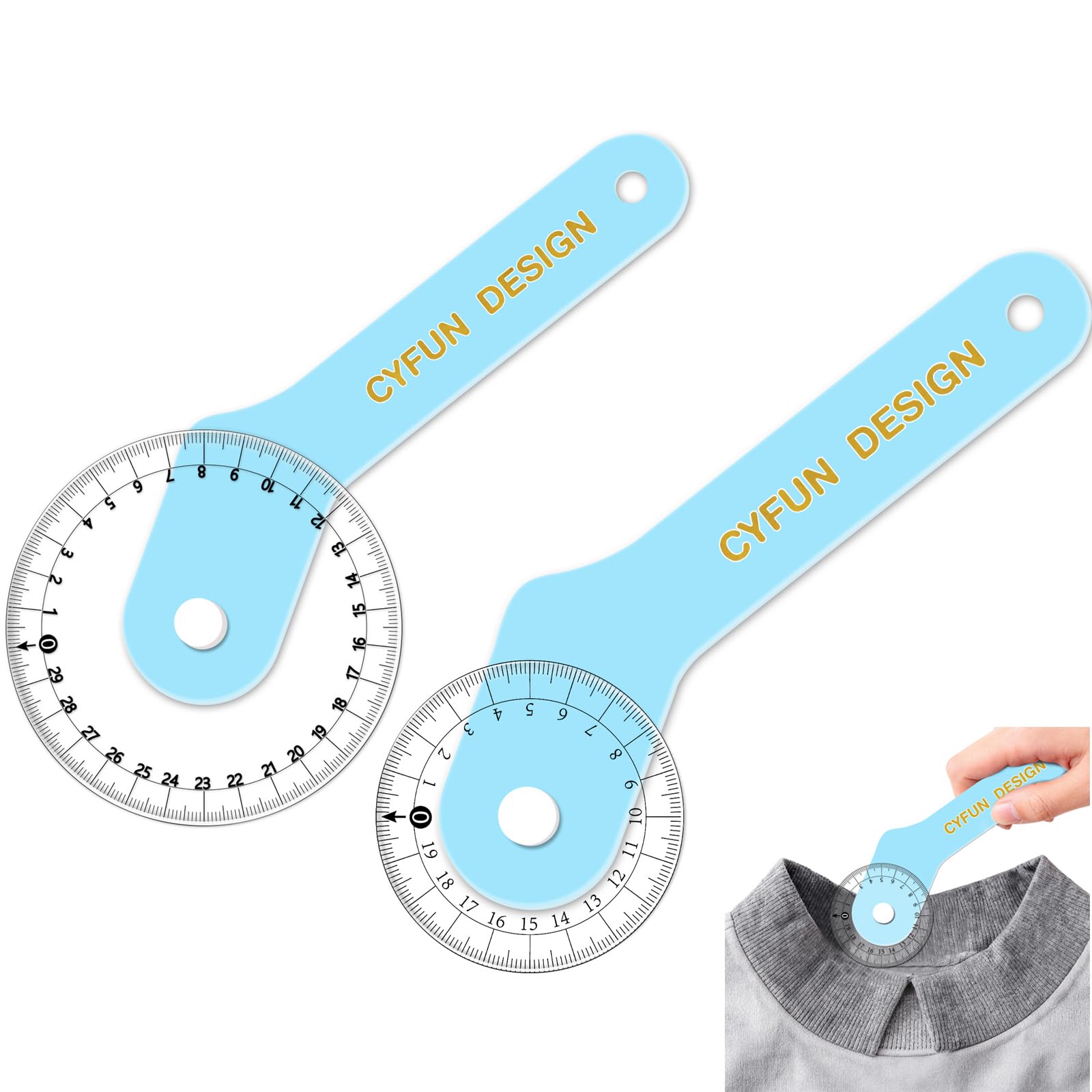 Baofali Clear 2Pcs/Set 30Cm And 20Cm Sewing Wheel Ruler For Measuring Curves；360 Degrees Rotating Acrylic Rolling Rulers For Tailors, Dressmakers & Seamstresses Necklines, Trim, Ruffles, Binding, Etc.