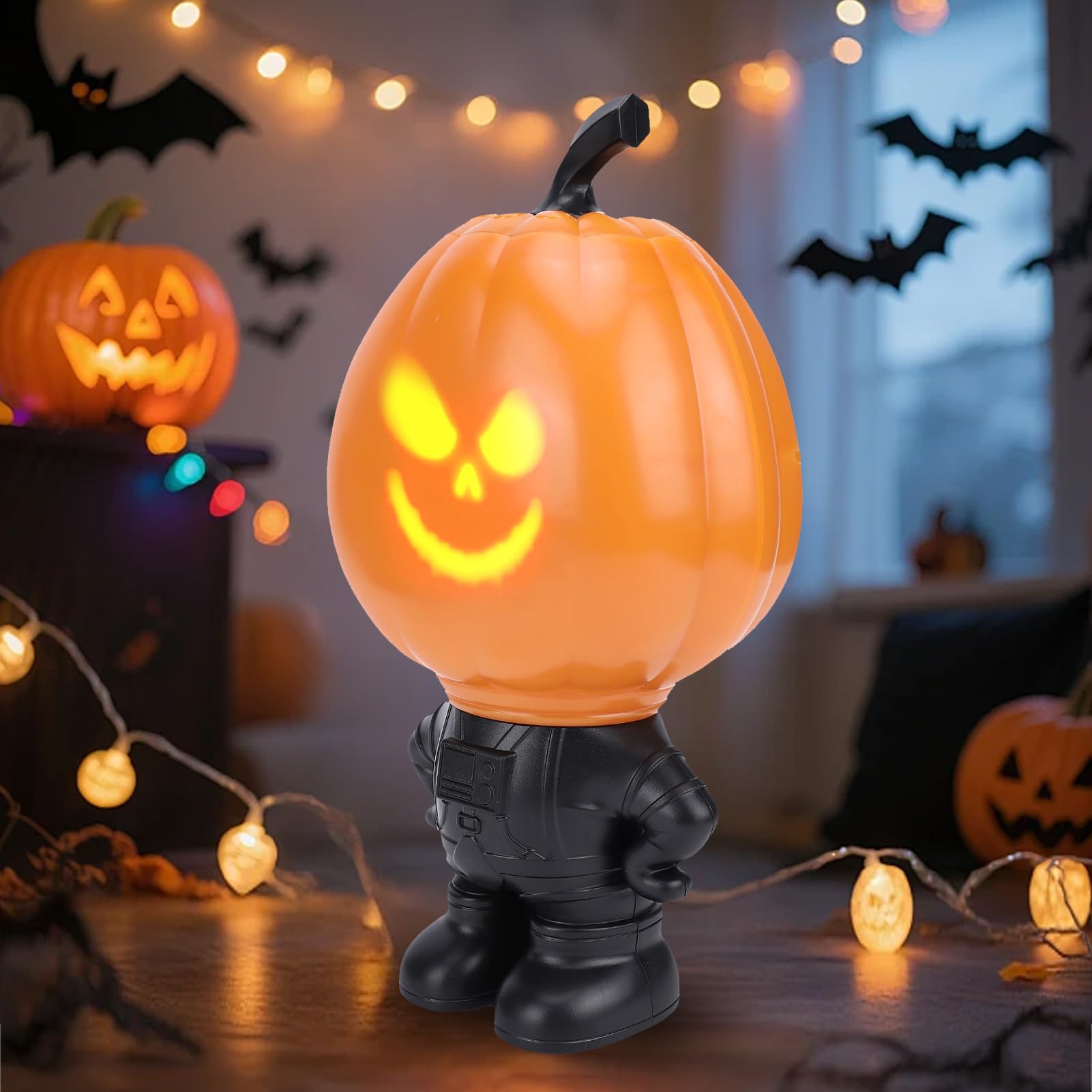 Asixxsix Statua/statuetta di zucca di Halloween, con funzione di proiezione integrata, ideale per decorare la casa e il tavolo.