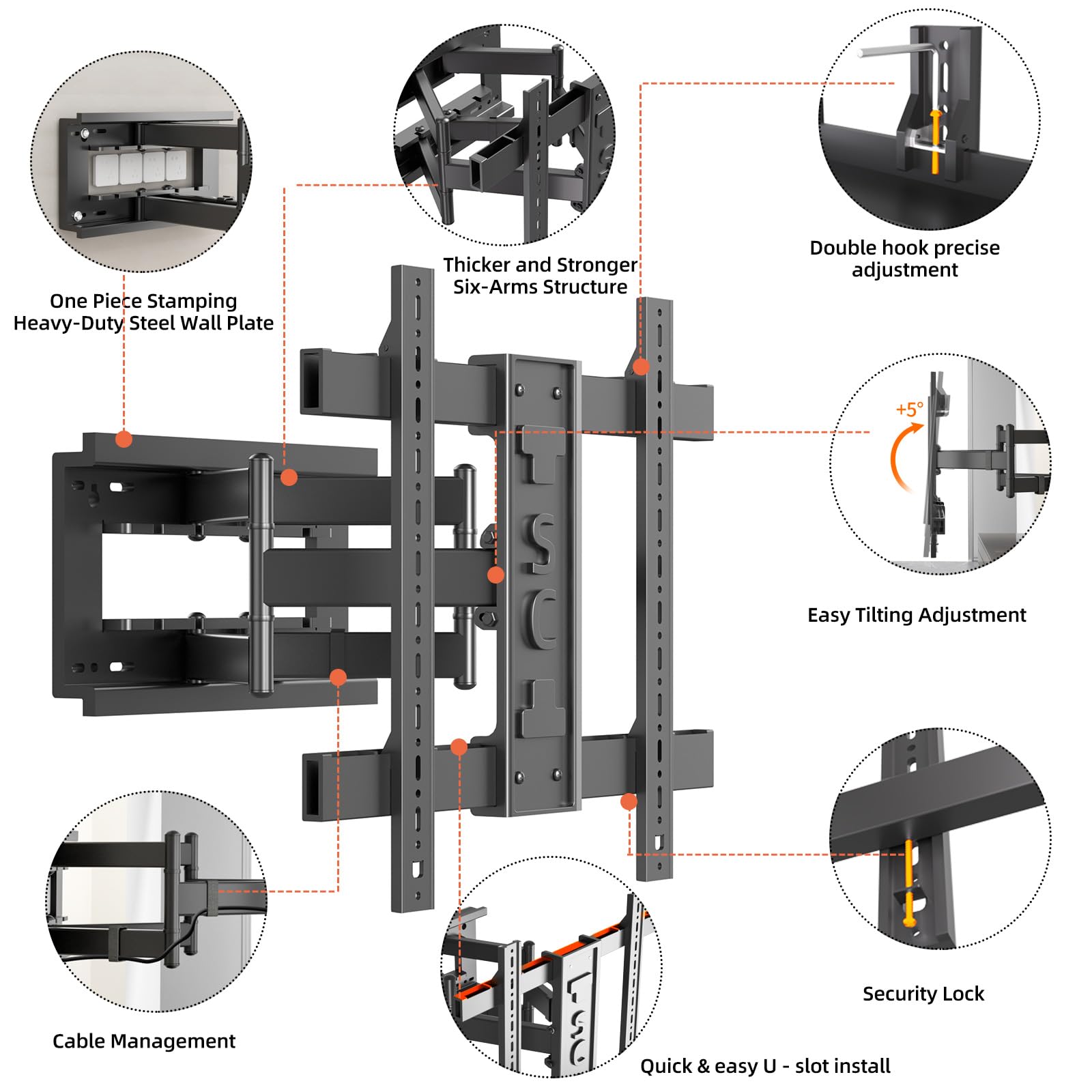 Soporte TV Pared para 50-90 pulgadas hasta 85 kg Max VESA 650x600