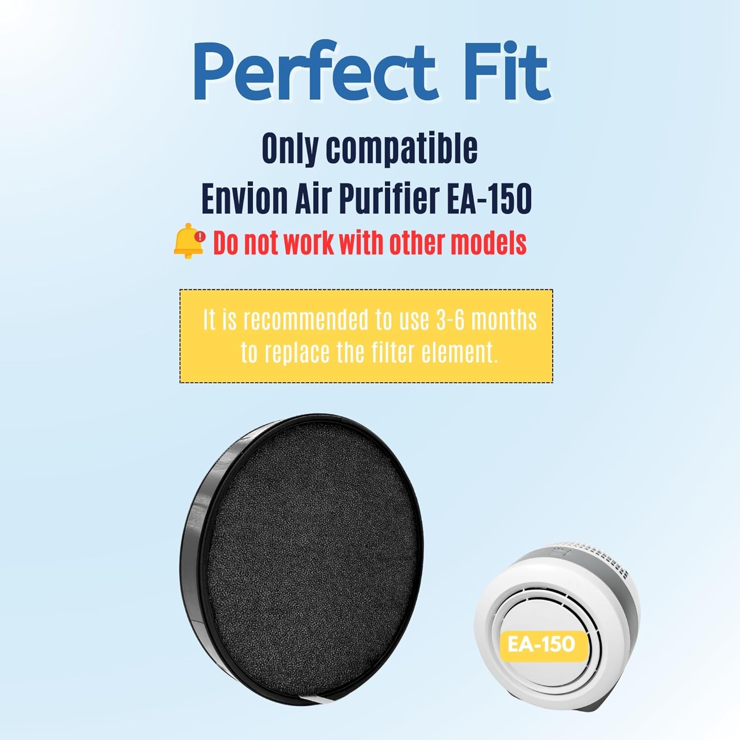 Nispira EA150 Replacement Filter for Envion Therapure EA-150 Air Purifier True HEPA Activated Carbon 3-in-1, 2 Pack