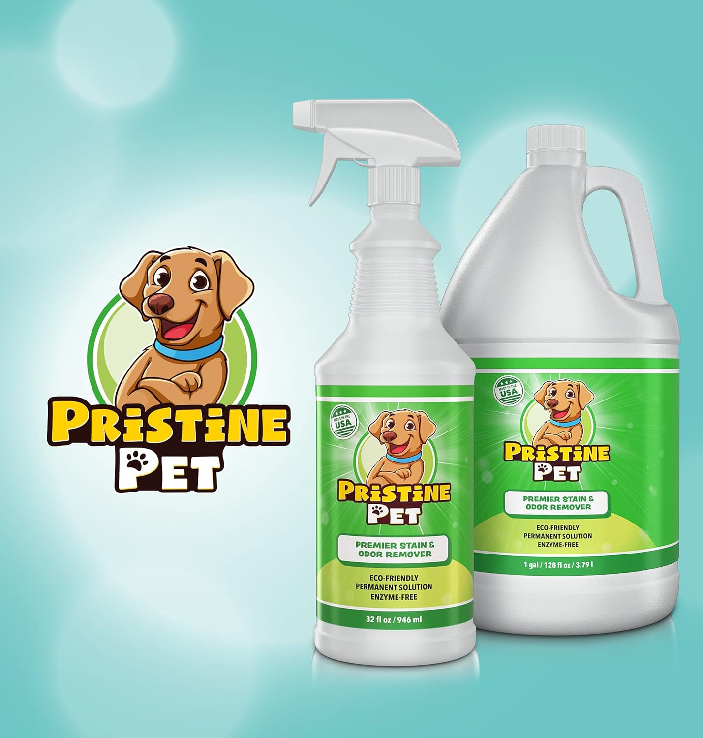 Pristine Pet Odor & Stain Eliminator for Home, Eco-Friendly Pet Carpet Cleaner Removes Odors & Prevents Dog Urine Marking, Enzyme-Free 32 Ounce Spray Bottle : Pet Supplies