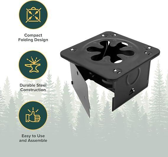 Coghlan's Portable Folding Camp Stove Compact, Lightweight Steel Cooking Stove for Camping, Backpacking, Hiking, or Emergency Use Uses Canned Heat or Fuel Tablets, Black