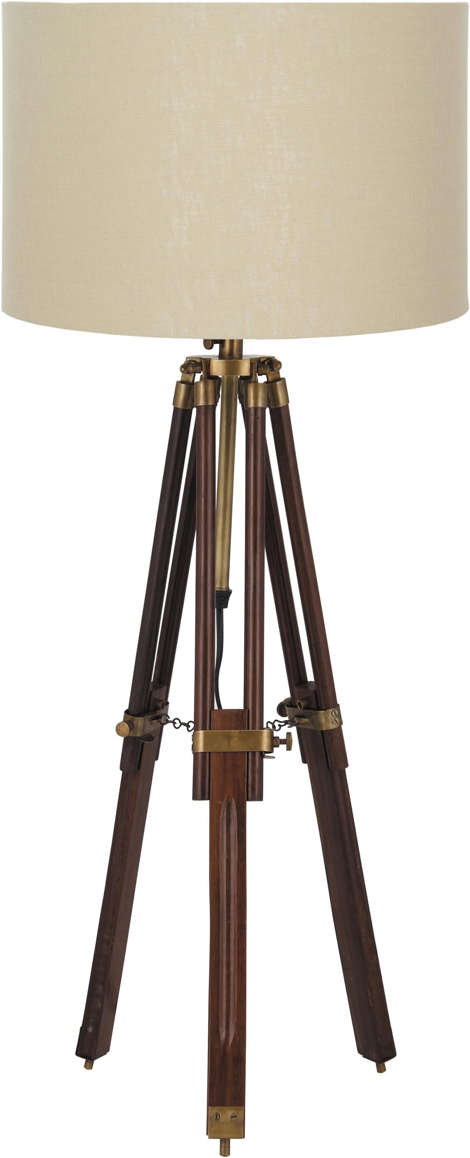 Pacific Lifestyle Wood Tripod Table Lamp Base, Brown/Antique Brass