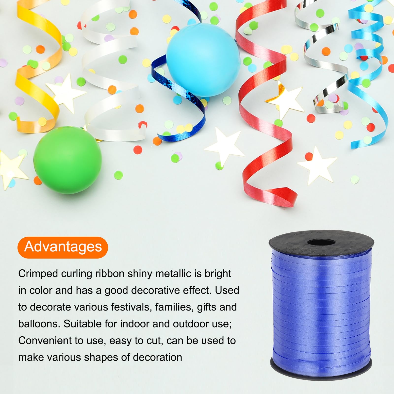 PATIKIL 500 Yards Curling Ribbon Crimped Balloon String Metallic 5mm for Party Decoration Gift Wrapping Art Crafts Aquamarine Blue - Image 3