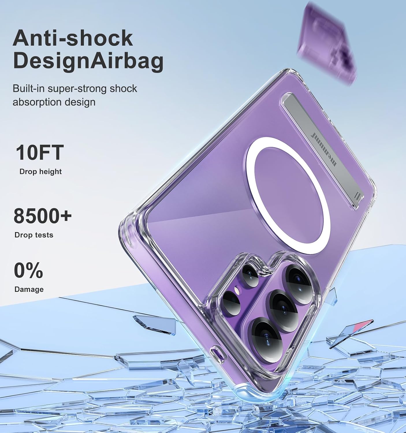 memumi Magnetic for Samsung Galaxy S26 Ultra Case with Kickstand, Military-Grade Shockproof Protection Compatible with Mag-Safe Accessories, Adjustable Stand with Clear Protective Cover Transparent