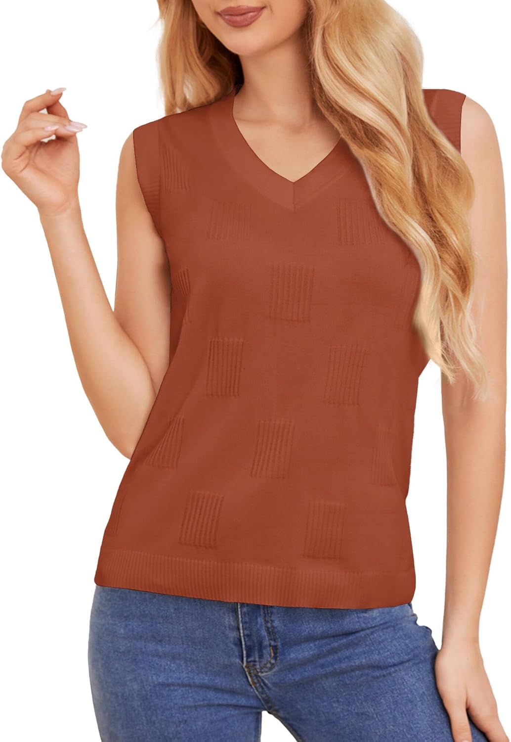 tank top for women casual v neck fashion blouse sleeveless lightweight sweater loose fit xx-large orange