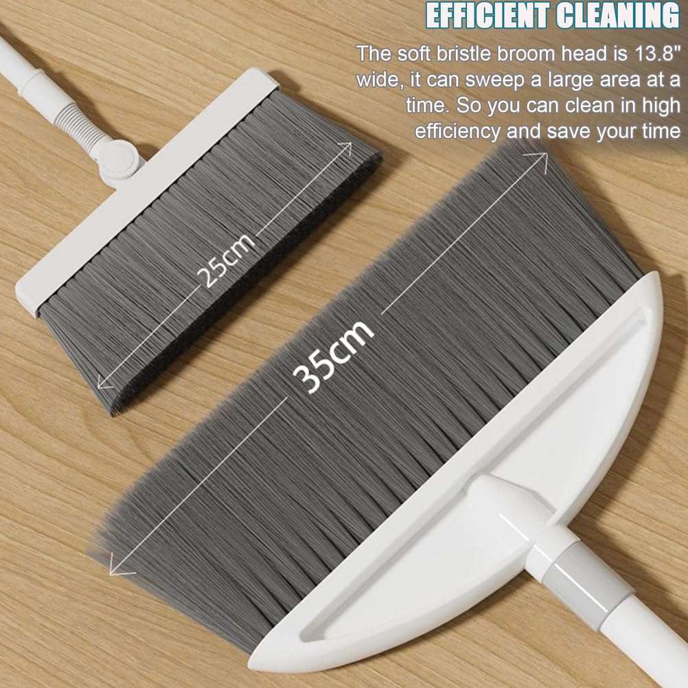 Set Scopa e Paletta, Scopa con Manico Lungo da 50,4" e Paletta per la Polvere Resistente con Denti autopulenti, Ideale per la Pulizia del Pavimento dell'ufficio o della casa