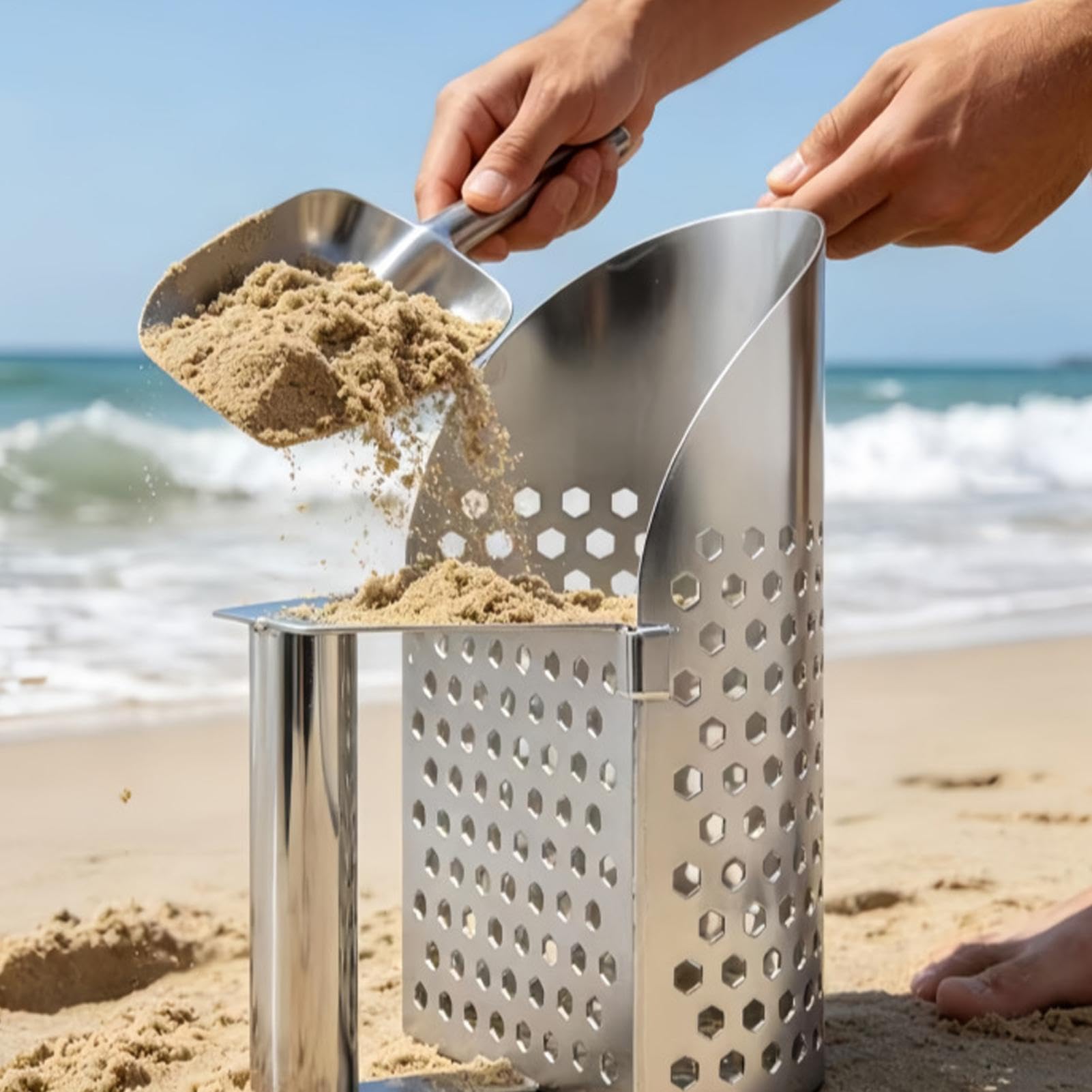 Rilevatore Metalli Attrezzo Manuale Robusto | Setaccio da Spiaggia Metal Detector Adulti, , Fiume, Acque Basse, Pozze Di Marea, Escursionismo, Giardinaggio E Outdoor