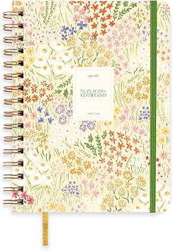 UO Bloom Week to View School Diary Starts in September 2025 and Ends August 2026 Hard Cover Includes 127 Stickers Elastic Band and Index Tape Flowers