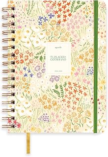 UO Schülerkalender Bloom Wochenansicht: Beginnt im September 2025 und endet im August 2026, Fester Einband, enthält 127 Aufkleber, Gummiband und Registerband, Blumen