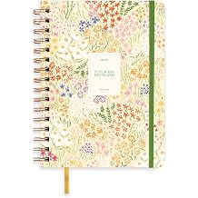 UO Bloom Week to View School Diary Starts in September 2025 and Ends August 2026 Hard Cover Includes 127 Stickers Elastic Band and Index Tape Flowers