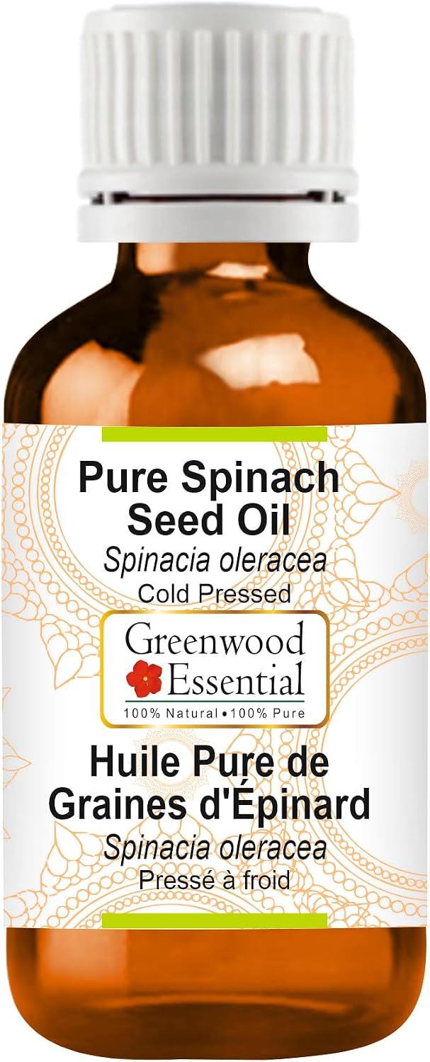 Greenwood Essential Spinach Seed Oil (Spinacia oleracea) | Cold Pressed | Natural | Undiluted | For Diluting Essential Oils | For Skin & Massage | Men & Women | 15ml (0.50 oz)