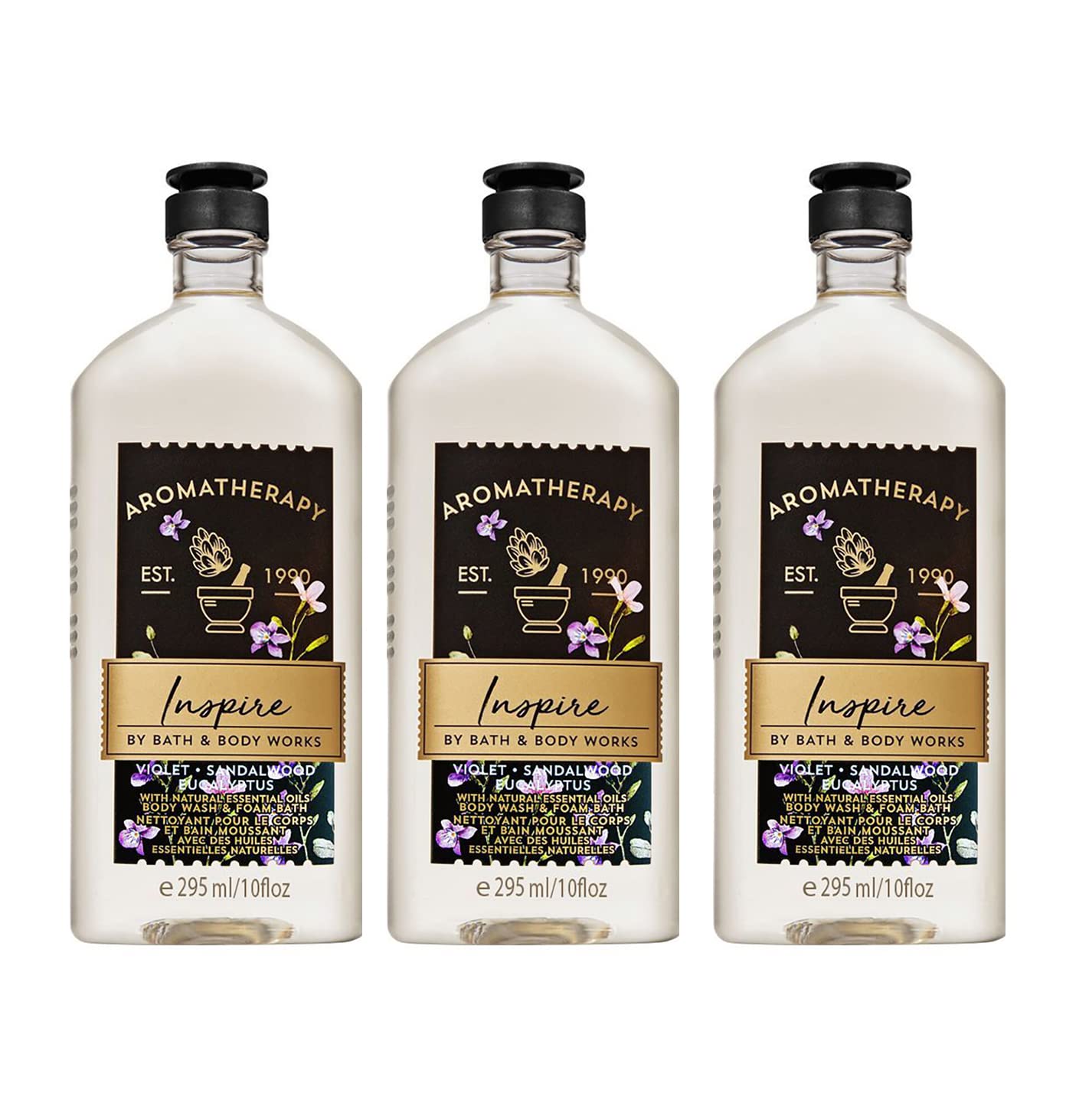 Bath & Body Works Aromatherapy Body Wash & Foam Bath, Gift Sets 10 fl oz per Bottle (3 Pack) (Black Currant + Cedarwood) : Beauty & Personal Care