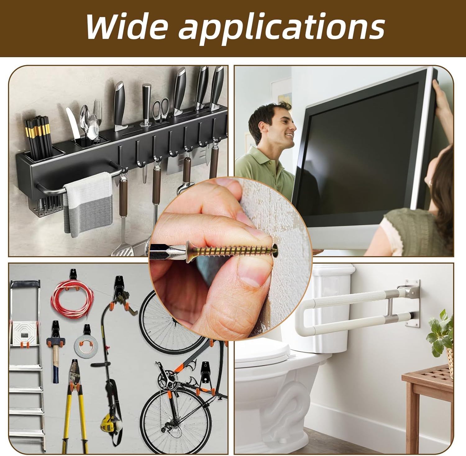 20 Pack Heavy Duty Hollow Wall Anchors with Screws, Metal Expansion Anchors for Drywall Loose Hinge Hole Repair Kit for Concrete and Plaster Wooden Wall (6x32mm)