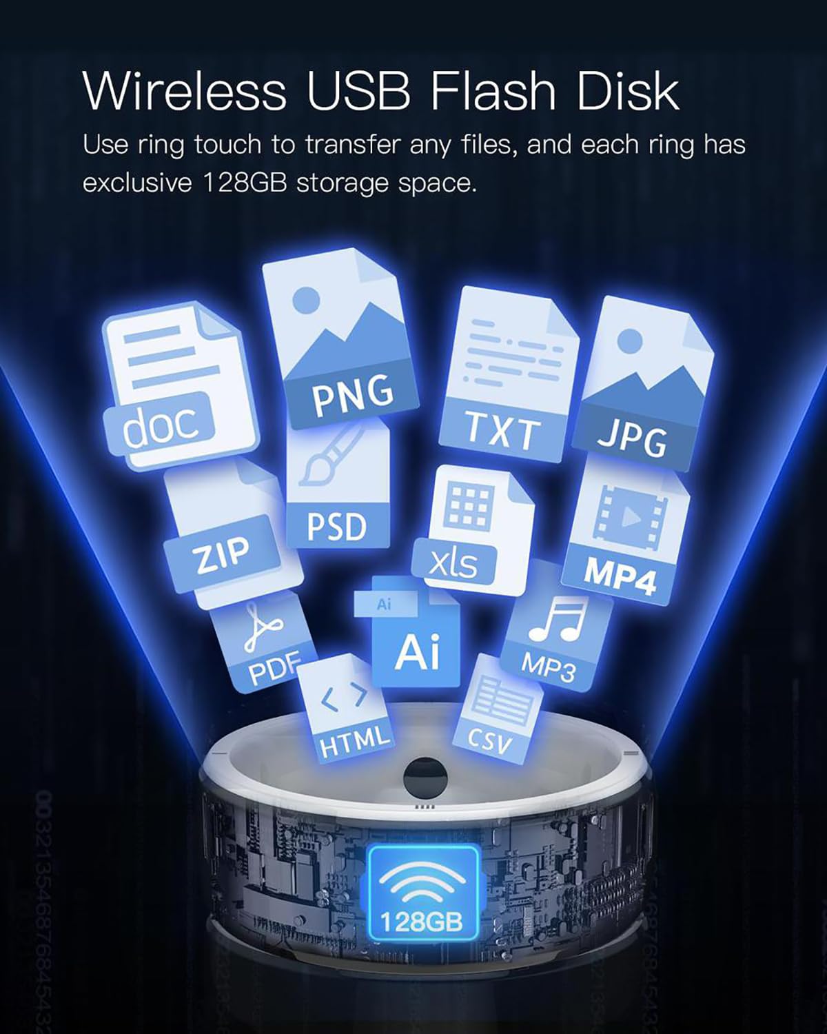 NOGRAX R5 Smart Ring, Anello Multifunzione, Smart Ring Nuovo Dispositivo indossabile Lettore IC/ID/NFC, 6 Carte RFID Integrate e 2 Pietre sanitarie, Compatibile con iOS e Android M S