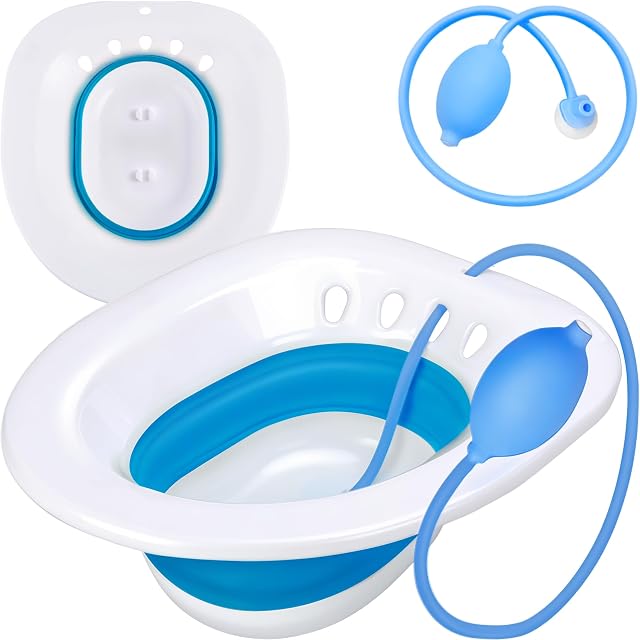 Pochik Sitz Bath for Toilet Seat Hemorrhoids and Postpartum Care Yoni Steam Seat Perineal Soaking Collapsible Flusher Hose