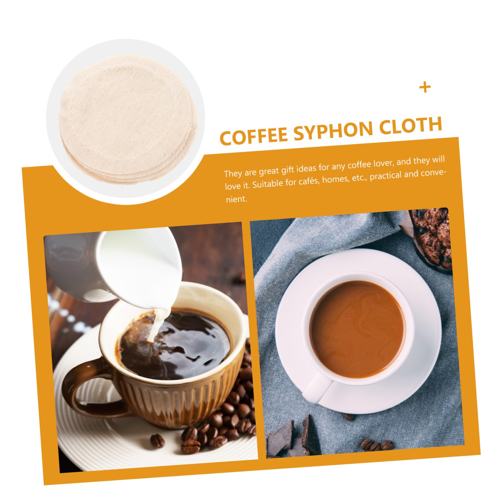 Gadpiparty 5 Series Filtro De Cafe A Granel Coffee Filter Sifón Filtro De Café Reutilizable Colador De Cafe Paño De Reemplazo De Café Filtro De Tela Espresso Algodón Beige 20 Piezas X 5