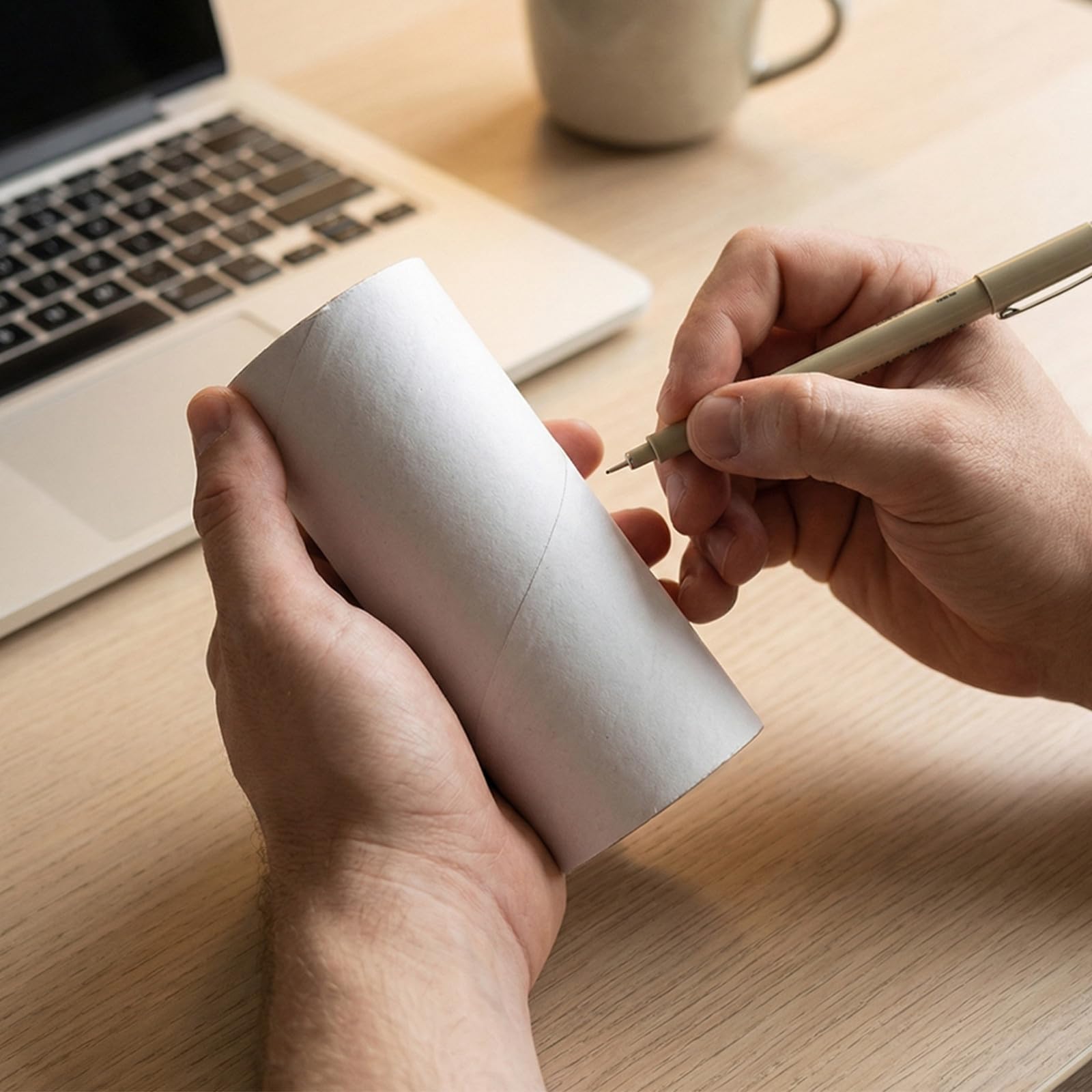 Hoement 40 Unidades Papel Kraft Blanco para Manualidades Creativas en Aula, Cilindro Redondo Versátil para Proyectos DIY y Estudiantes, Adecuado para Interiores