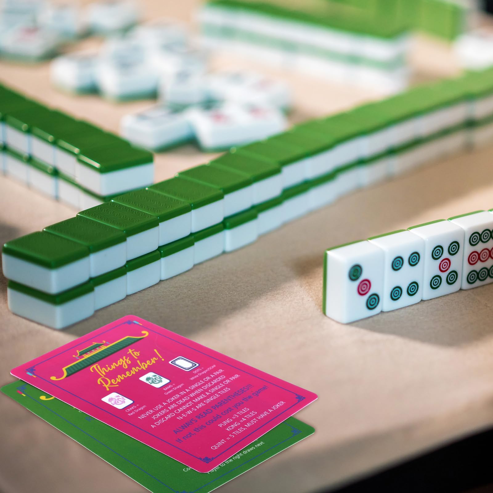 4 szt. Mahjong Shuffler karty do mieszania płytek i tasowania przenośne akcesoria mah jong prezenty na artykuły imprezowe wodoodporne zasady drukowane mahjong mikser do płytek 18 x 12,7 cm