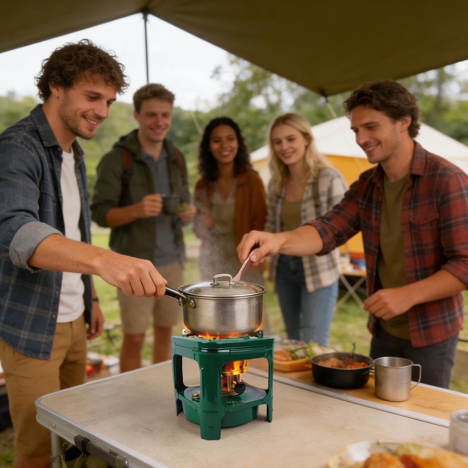 Portable Camping Stove – Safe and Fast Heating Heater for Outdoor Cooking | Compact Alcohol Burner with Stable Flame Control & Lightweight Carry Design for Backpacking, Hiking, Travel and Picnic