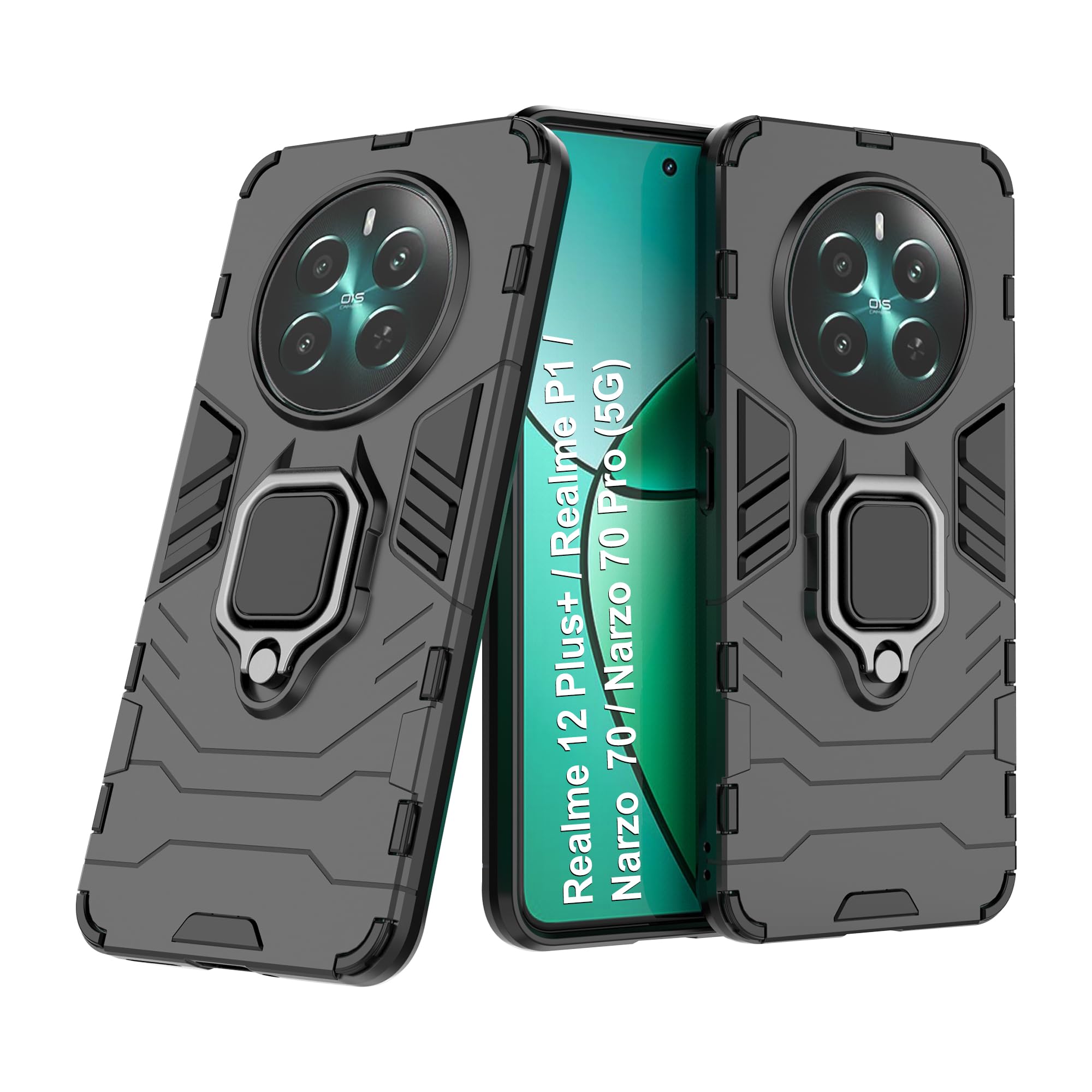 CEDO Rugged Realme 12+ Plus/Realme P1 / Narzo 70 / Narzo 70 Pro (5G) Defender Case | Rotating Ring Holder & Kickstand in-Built | Military Grade Armor | Bumper Back Cover (Black) (B0D1GYF8D3) Amazon Price History, Amazon Price Tracker