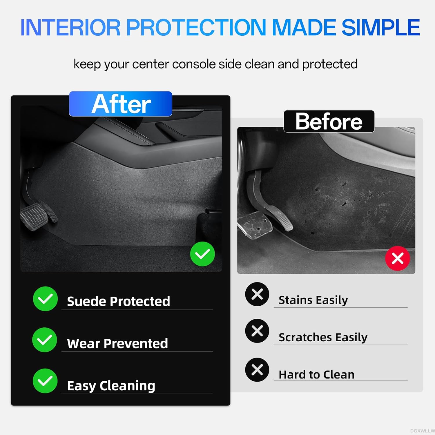 5 Pcs Center Console Anti-Kick Pad for Tesla Model Y Juniper 2025 2026 TPE Front and Rear Center Console Protective Cover Waterproof Dustproof Protector Mats Interior Guard Anti Scratch Mat